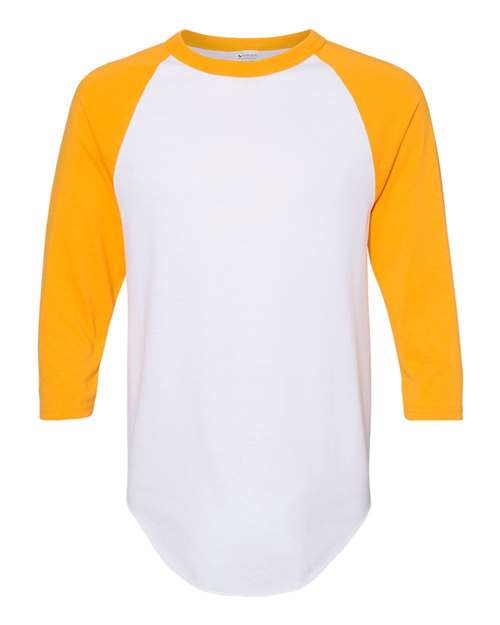 Augusta Sportswear Three-Quarter Raglan Sleeve Baseball Jersey 4420 White/ Gold