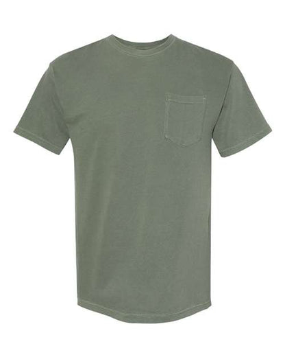 Comfort Colors Garment-Dyed Heavyweight Pocket T-Shirt 6030 Moss Custom Embroidered Business Logo