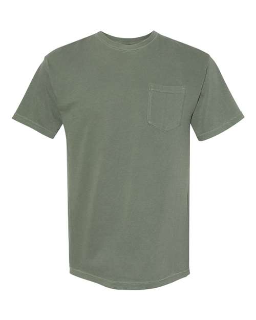 Comfort Colors Garment-Dyed Heavyweight Pocket T-Shirt 6030 Moss Custom Embroidered Business Logo