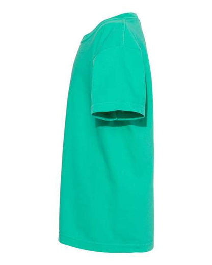 Comfort Colors Garment-Dyed Youth Heavyweight T-Shirt 9018 Island Green Custom Embroidered Business Logo