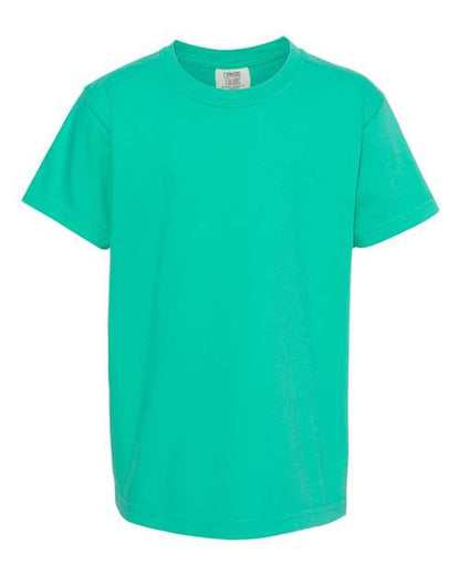 Comfort Colors Garment-Dyed Youth Heavyweight T-Shirt 9018 Island Green Custom Embroidered Business Logo