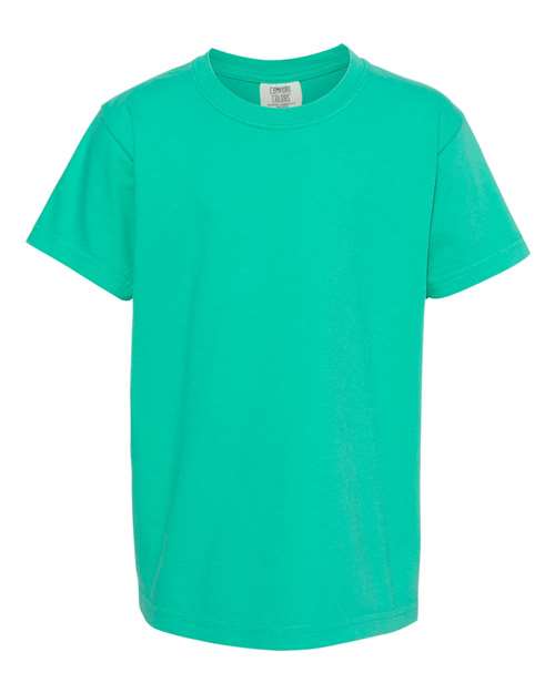 Comfort Colors Garment-Dyed Youth Heavyweight T-Shirt 9018 Island Green Custom Embroidered Business Logo