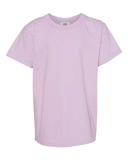Comfort Colors Garment-Dyed Youth Heavyweight T-Shirt 9018 Orchid Custom Embroidered Business Logo