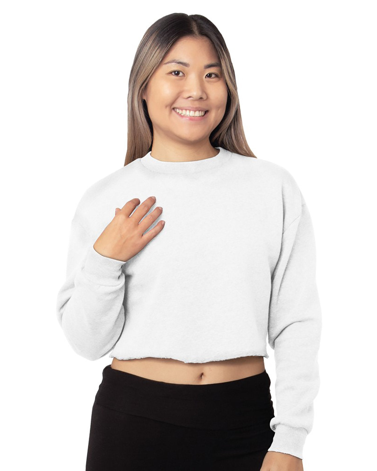 Bayside Ladies' USA Made Cropped Crewneck Sweatshirt 7725