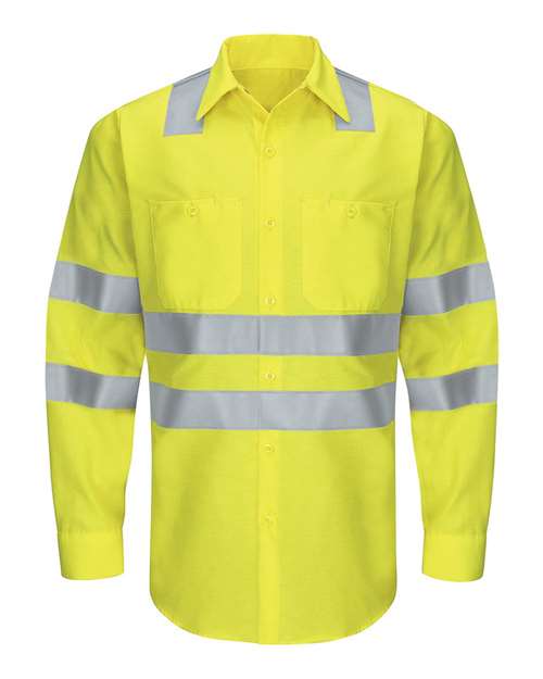Red Kap Long Sleeve Automotive Crew Shirt - Tall Sizes SY10T Custom Embroidered Business Logo