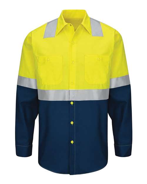 Red Kap Men's Tall Enhanced & Hi-Visibility Long Sleeve Work Shirt SY14T