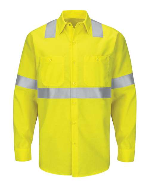 Red Kap Men's Tall Enhanced & Hi-Visibility Long Sleeve Work Shirt SY14T