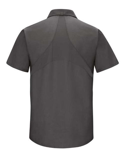 Custom EmbroideredRed Kap Men's Mimix Short Sleeve Work Shirt 7564 Charcoal
