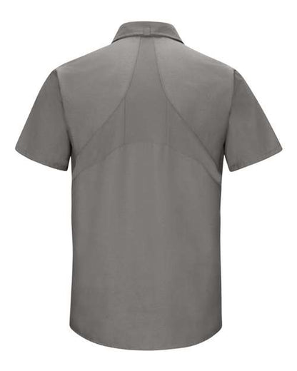 Custom EmbroideredRed Kap Men's Mimix Short Sleeve Work Shirt 7564 Grey