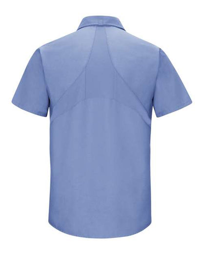 Custom EmbroideredRed Kap Men's Mimix Short Sleeve Work Shirt 7564 Light Blue
