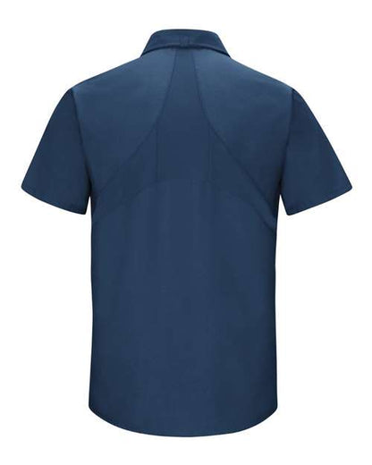 Custom EmbroideredRed Kap Men's Mimix Short Sleeve Work Shirt 7564 Navy