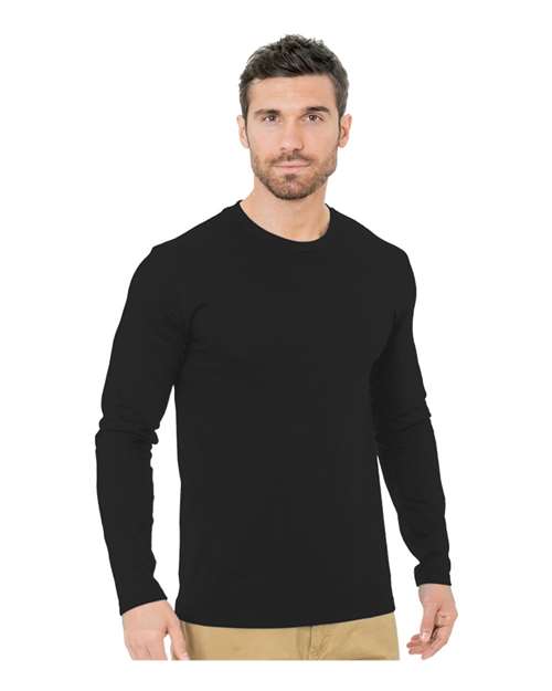 Custom EmbroideredBayside Unisex Fine Jersey Long Sleeve T-Shirt 7612 Black