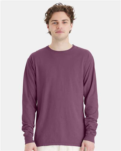 Custom Embroidered  ComfortWash by Hanes Garment-Dyed Long Sleeve T-Shirt GDH200 Purple Plum Raisin
