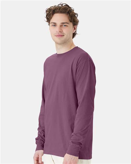 ComfortWash by Hanes Garment-Dyed Long Sleeve T-Shirt GDH200 Purple Plum Raisin