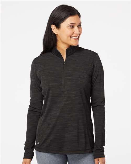 Adidas Women's Lightweight Mélange Quarter-Zip Pullover A476 Custom Embroidered Business Logo