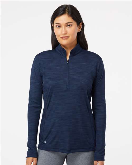 Adidas Women's Lightweight Mélange Quarter-Zip Pullover A476 Custom Embroidered Business Logo