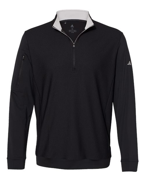 Adidas Performance Textured Quarter-Zip Pullover A295 Custom Embroidered Business Logo