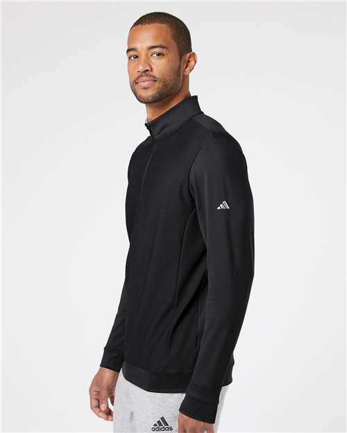 Adidas Performance Textured Quarter-Zip Pullover A295 Custom Embroidered Business Logo