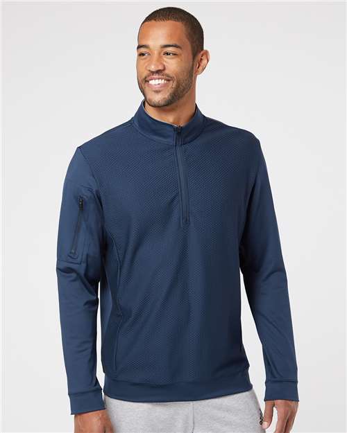 Adidas Performance Textured Quarter-Zip Pullover A295 Custom Embroidered Business Logo