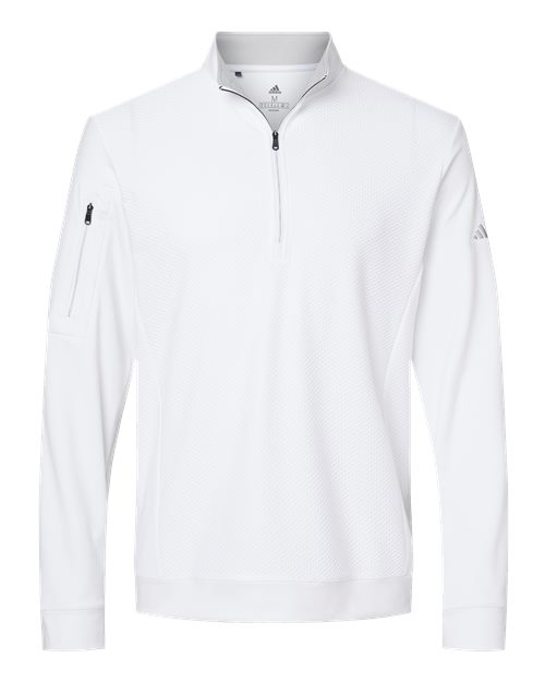 Adidas Performance Textured Quarter-Zip Pullover A295 Custom Embroidered Business Logo