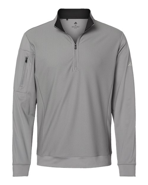 Adidas Performance Textured Quarter-Zip Pullover A295 Custom Embroidered Business Logo