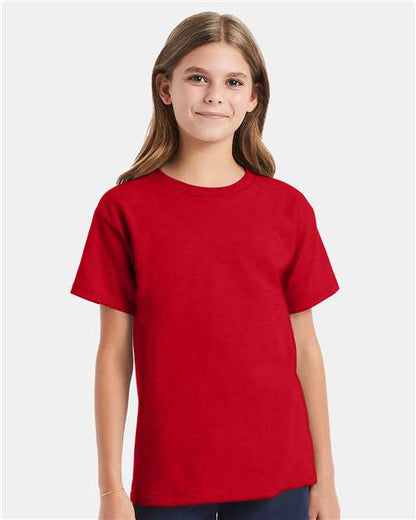 Custom Embroidered  Hanes Essential-T Youth T-Shirt 5480 Athletic Red