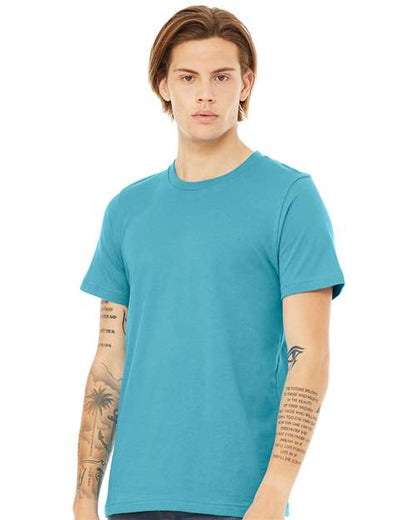 BELLA + CANVAS CVC Jersey Tee 3001CVC Heather Aqua Custom Embroidered Business Logo