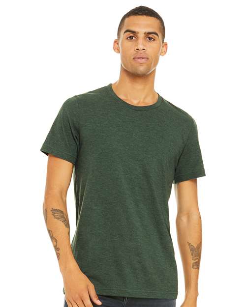 BELLA + CANVAS CVC Jersey Tee 3001CVC Heather Emerald Custom Embroidered Business Logo