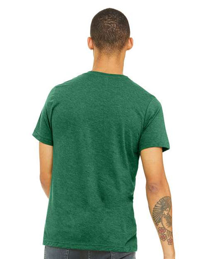 BELLA + CANVAS CVC Jersey Tee 3001CVC Heather Grass Green Custom Embroidered Business Logo