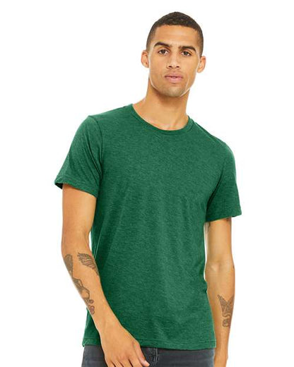 BELLA + CANVAS CVC Jersey Tee 3001CVC Heather Grass Green Custom Embroidered Business Logo