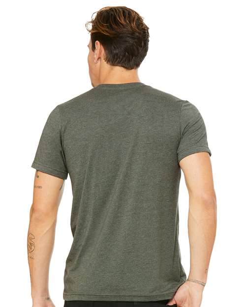 BELLA + CANVAS CVC Jersey Tee 3001CVC Heather Military Green Custom Embroidered Business Logo