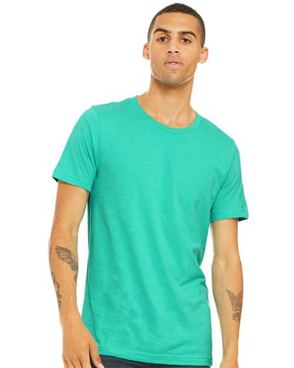 BELLA + CANVAS CVC Jersey Tee 3001CVC Heather Sea Green Custom Embroidered Business Logo