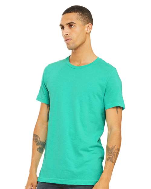 BELLA + CANVAS CVC Jersey Tee 3001CVC Heather Sea Green Custom Embroidered Business Logo