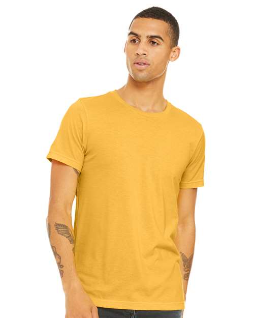 BELLA + CANVAS CVC Jersey Tee 3001CVC Heather Yellow Gold Custom Embroidered Business Logo