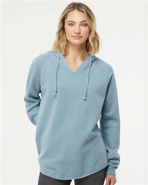 Independent Trading Co. Women’s Lightweight California Wave Wash Hooded Sweatshirt PRM2500 Custom Embroidered Business Logo