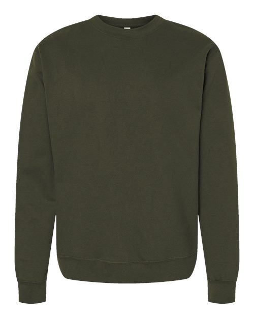 Independent Trading Co. Midweight Crewneck Sweatshirt SS3000 Army Custom Embroidered Business Logo