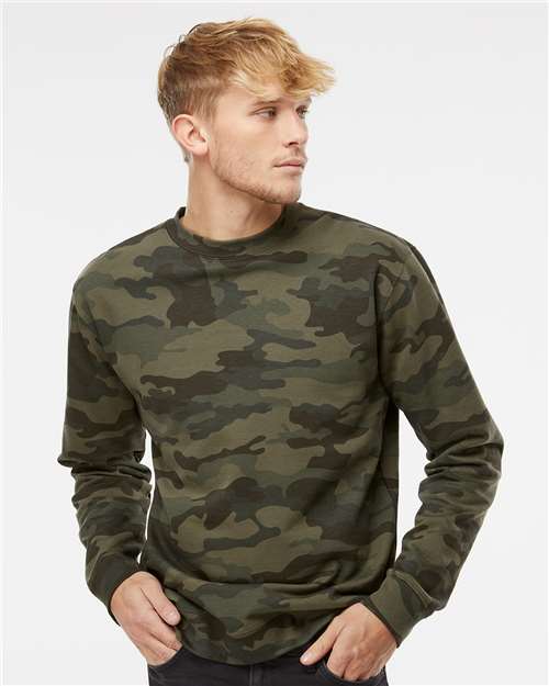 Custom Embroidered  Independent Trading Co. Midweight Crewneck Sweatshirt SS3000 Forest Camo