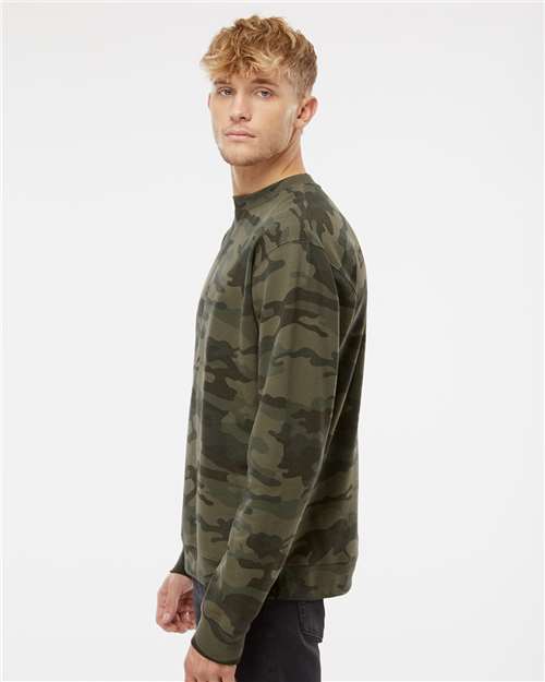 Independent Trading Co. Midweight Crewneck Sweatshirt SS3000 Forest Camo Custom Embroidered Business Logo