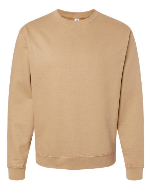 Independent Trading Co. Midweight Crewneck Sweatshirt SS3000 Sandstone Custom Embroidered Business Logo