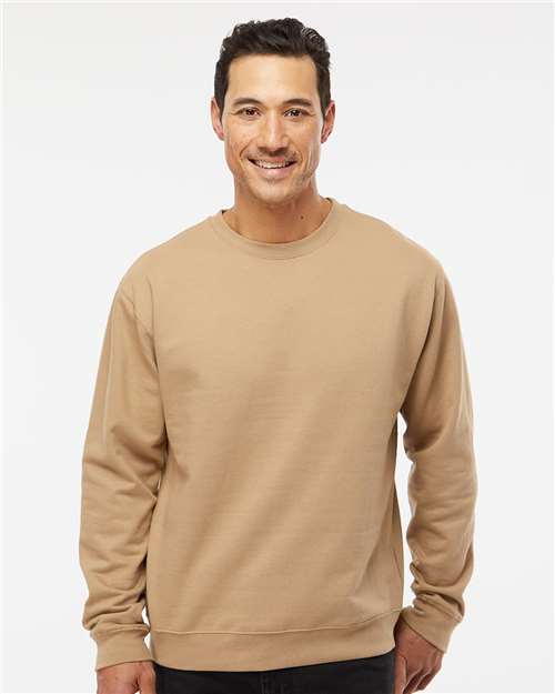 Custom Embroidered  Independent Trading Co. Midweight Crewneck Sweatshirt SS3000 Sandstone