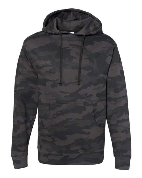 Independent Trading Co. Midweight Hooded Sweatshirt SS4500 Black Camo Custom Embroidered Business Logo
