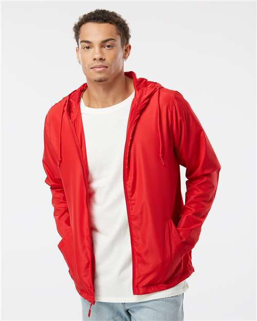 Custom Embroidered  Independent Trading Co. Lightweight Windbreaker Full-Zip Jacket EXP54LWZ Red