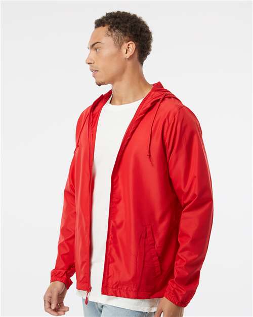 Independent Trading Co. Lightweight Windbreaker Full-Zip Jacket EXP54LWZ Red Custom Embroidered Business Logo