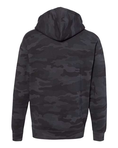 Independent Trading Co. Heavyweight Hooded Sweatshirt IND4000 Black Camo Custom Embroidered Business Logo