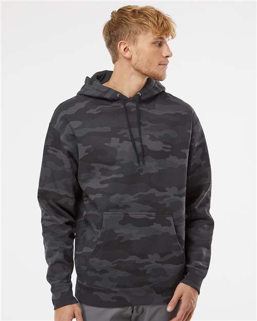Custom Embroidered  Independent Trading Co. Heavyweight Hooded Sweatshirt IND4000 Black Camo