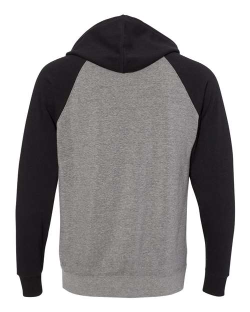 Independent Trading Co. Special Blend Raglan Hooded Sweatshirt PRM33SBP Nickel Heather/ Black