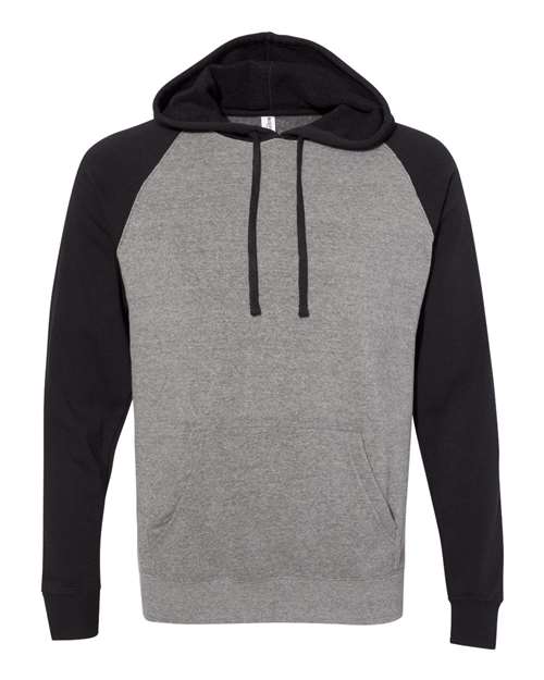 Independent Trading Co. Special Blend Raglan Hooded Sweatshirt PRM33SBP Nickel Heather/ Black