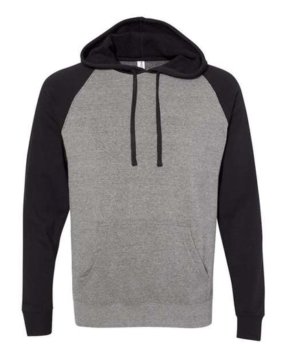 Independent Trading Co. Special Blend Raglan Hooded Sweatshirt PRM33SBP Nickel Heather/ Black