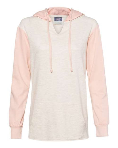 MV Sport Women’s French Terry Hooded Pullover with Colorblocked Sleeves W20145