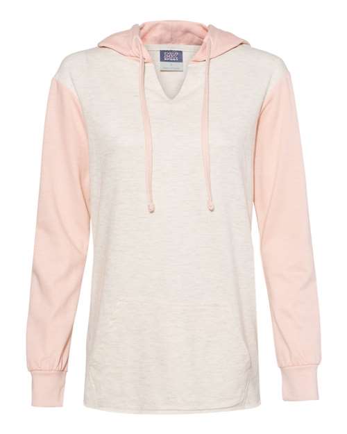 MV Sport Women’s French Terry Hooded Pullover with Colorblocked Sleeves W20145